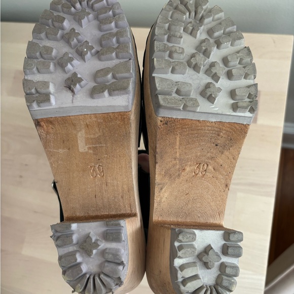 MIA "Sofia" Clog Platform Sandal Black Leather with Wood Heel - Picture 13 of 14